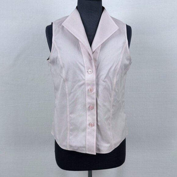 Jones New York 8 Non Iron Light Pink Sleeveless Button Front Blouse Career Top - Picture 1 of 7